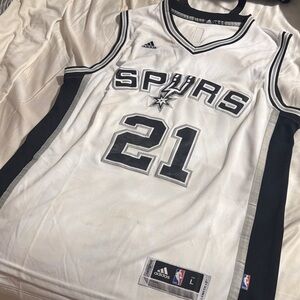 Adidas Spurs Tim Duncan White and Black Jersey